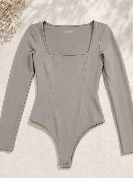 Abercrombie & Fitch Tops - Abercrombie & Fitch Soft A&F Square Neck Bodysuit Taupe Size Small